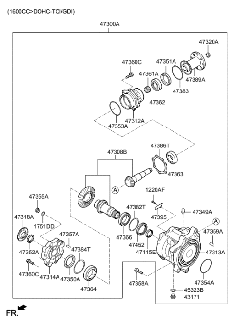 2020 Hyundai Sonata Hybrid Flange Assembly-Rear Diagram for 47389-3B600