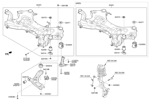 2020 Hyundai Sonata Hybrid Crossmember Complete Diagram for 62405-D3150