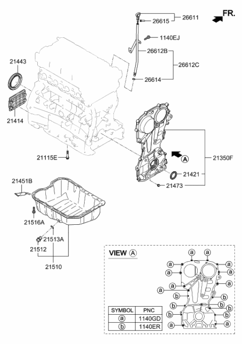 2015 Hyundai Tucson Belt Cover & Oil Pan Diagram 3