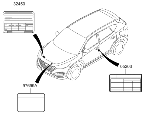 2018 Hyundai Tucson Label-Emission Control Diagram for 32450-2B895