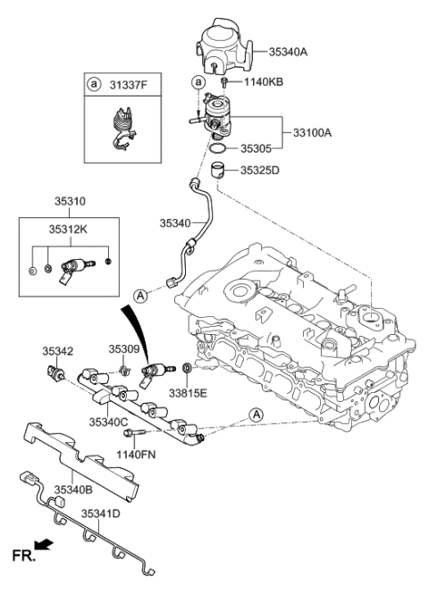 2017 Hyundai Tucson Gas Throttle Body & Injector Diagram 2