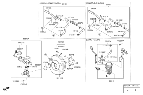 2020 Hyundai Sonata Hybrid Hose-Brake Booster Vacuum Diagram for 59131-D9240