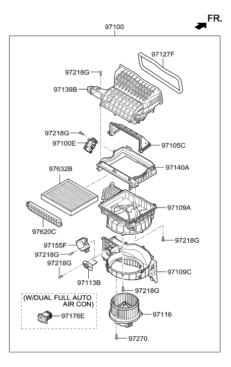 2017 Hyundai Tucson Case-Blower,Upper Diagram for 97111-D3100