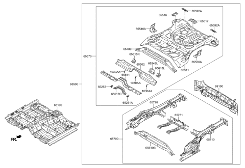 2016 Hyundai Tucson Member Assembly-Rear Floor Under Diagram for 65700-D3000