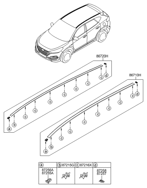 2017 Hyundai Tucson Piece-Roof Garnish End Rear,RH Diagram for 87244-D3000