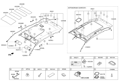 2018 Hyundai Tucson Sunvisor & Head Lining Diagram