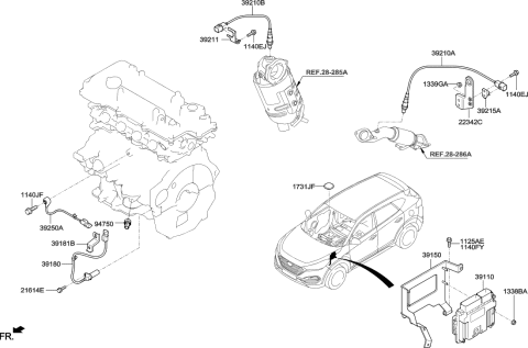 2017 Hyundai Tucson Engine Control Module Unit Diagram for 39133-2ETA7