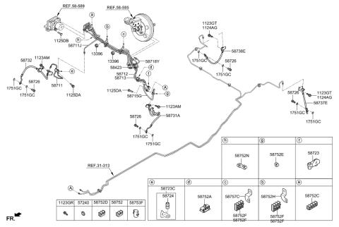 2020 Hyundai Sonata Hybrid Clip-Brake Fluid Line Diagram for 58752-D3250