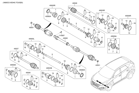 2018 Hyundai Tucson Drive Shaft (Front) Diagram 3