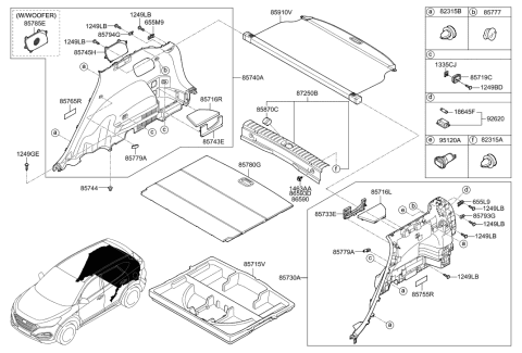 2017 Hyundai Tucson Cover-Cargo Screen Blankg,RH Diagram for 85743-D3000-TRY