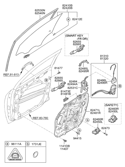 2016 Hyundai Tucson Front Right-Hand Door Module Panel Assembly Diagram for 82481-D3010