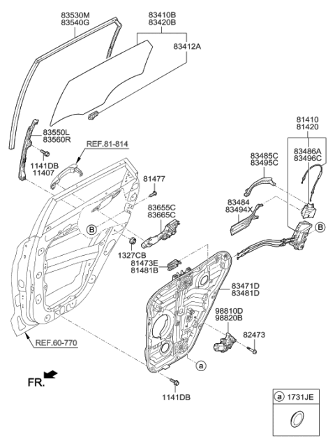 2015 Hyundai Tucson Retainer-Rear Door Latch RH Diagram for 83494-D3000