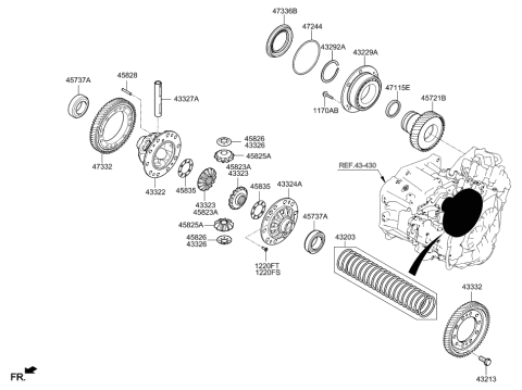 2018 Hyundai Tucson Cover-Differential Case Diagram for 43324-2D220