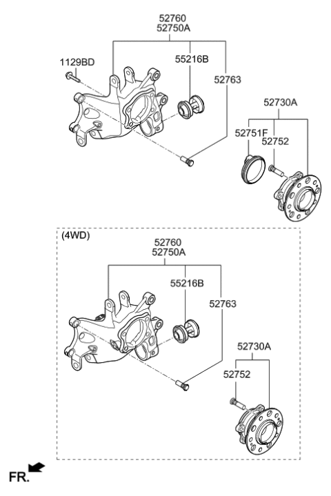 2015 Hyundai Tucson Rear Wheel Hub And Bearing Assembly Diagram for 52730-D3000