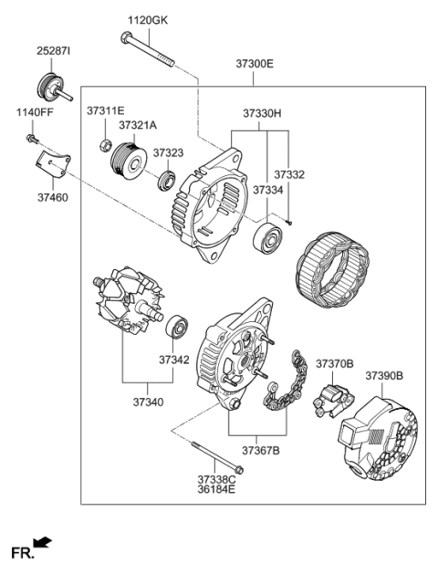 2022 Hyundai Venue Nut-Generator Adjust Diagram for 37463-33000
