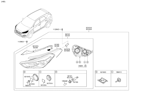 2015 Hyundai Tucson Front Turn Signal Lamp Holder Assembly Diagram for 92161-2T000