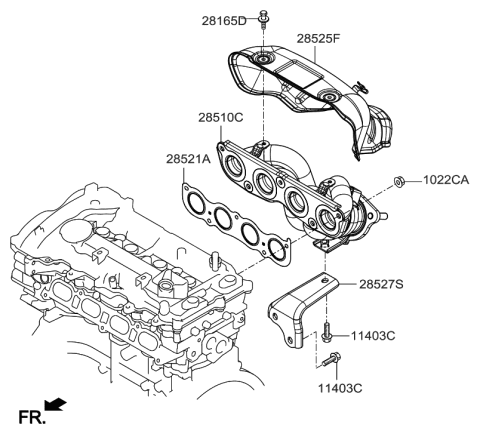 2021 Hyundai Tucson Protector-Heat Upper Diagram for 28525-2E020