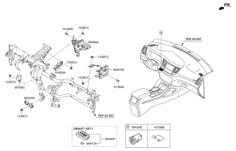 2020 Hyundai Sonata Hybrid SWTICH Assembly-Button Start Diagram for 95430-D3500-2Q