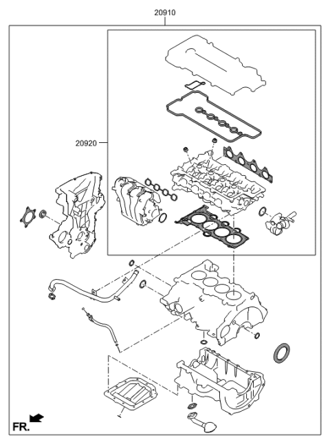 2020 Hyundai Sonata Hybrid Gasket Kit-Engine Overhaul Diagram for 20910-2GA02