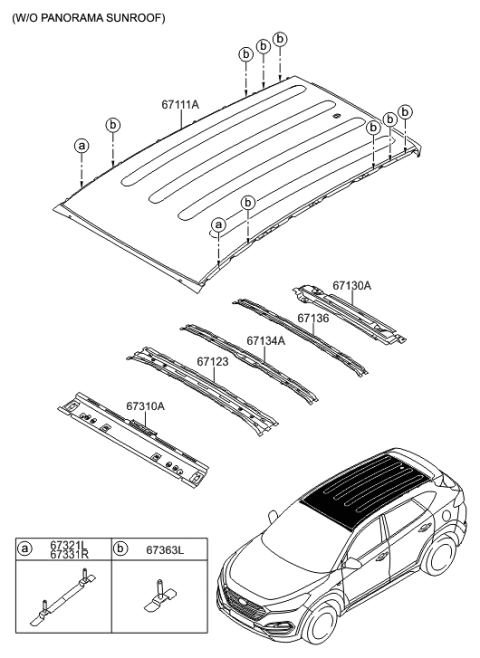 2018 Hyundai Tucson Roof Panel Diagram 1