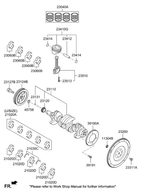 2021 Hyundai Tucson Piston & Pin & Snap Ring Assembly Diagram for 23041-2E200