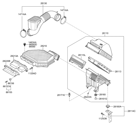 2017 Hyundai Tucson Gas Air Cleaner Diagram 2