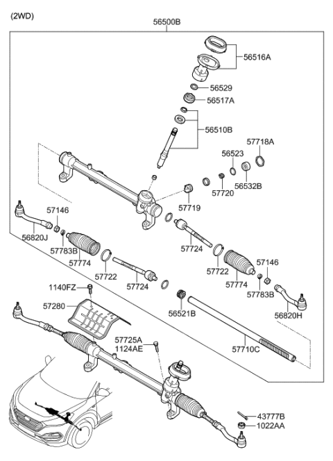 2016 Hyundai Tucson Gear Assembly-Steering Diagram for 56500-D3000