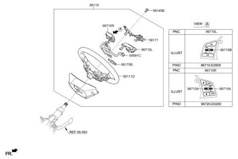 2022 Hyundai Venue Steering Remote Control Switch Assembly, Right Diagram for 96720-D3200-4X