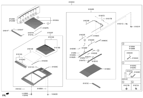 2021 Hyundai Tucson Weatherstrip-Panoramaroof Frame Diagram for 81614-D3000