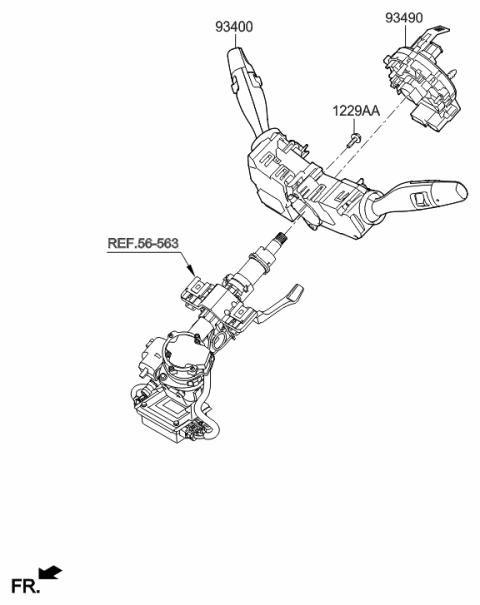 2021 Hyundai Tucson Clock Spring Contact Assembly Diagram for 93490-D3320