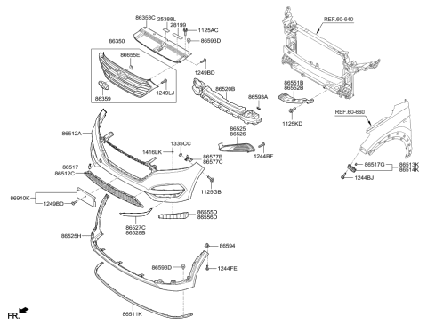 2015 Hyundai Tucson Front Bumper Diagram 1