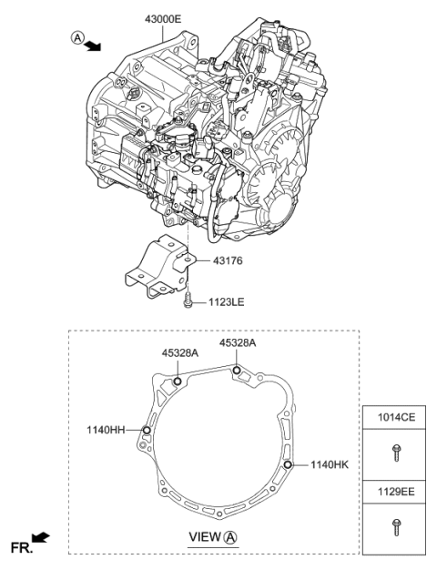 2020 Hyundai Sonata Hybrid Bracket-Roll Support,Rear Diagram for 43176-2D012