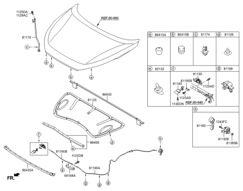 2022 Hyundai Venue Handle Assembly-Hood Latch Release Diagram for 81181-2B000-TRY