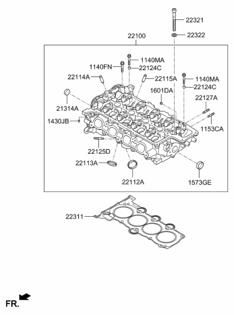 2015 Hyundai Tucson Washer-Cylinder Head Bolt Diagram for 22322-2B701