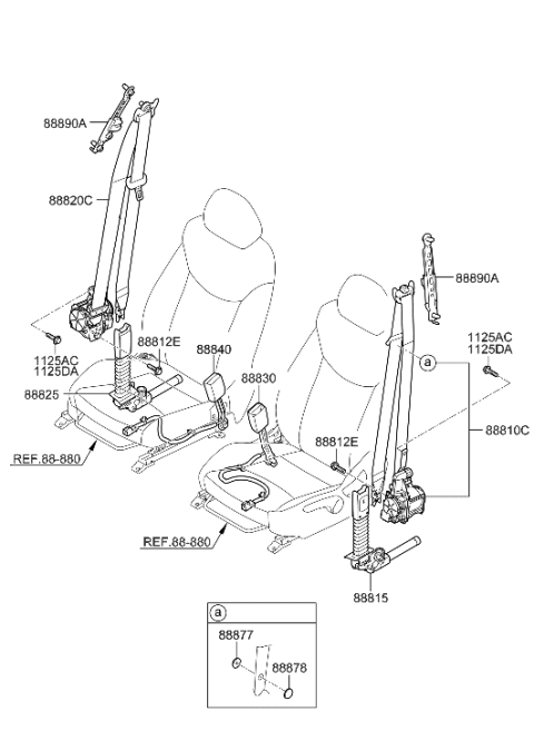 2023 Hyundai Genesis GV70 Front Seat Belt Assembly Left Diagram for 88810-G2500-TRY