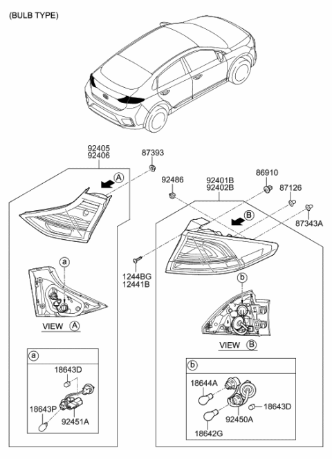 2015 Hyundai Azera Lamp Assembly-Rear Combination Inside,LH Diagram for 92403-G2000
