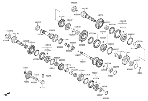 2022 Hyundai Ioniq Gear Assembly-1ST Speed Diagram for 43250-2B000