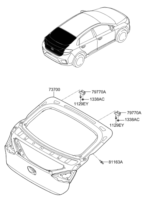 2020 Hyundai Ioniq Hybrid Tail Gate Diagram