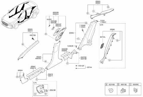 2021 Hyundai Ioniq Trim Assembly-Rear Door Scuff RH Diagram for 85885-G2000-T9Y