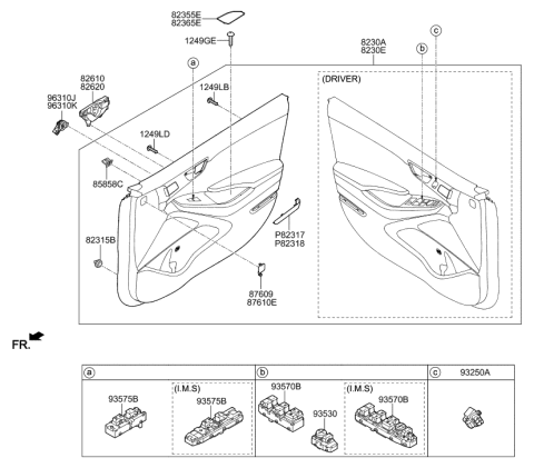 2021 Hyundai Ioniq Power Window Assist Switch Assembly Diagram for 93575-G2110-MGS