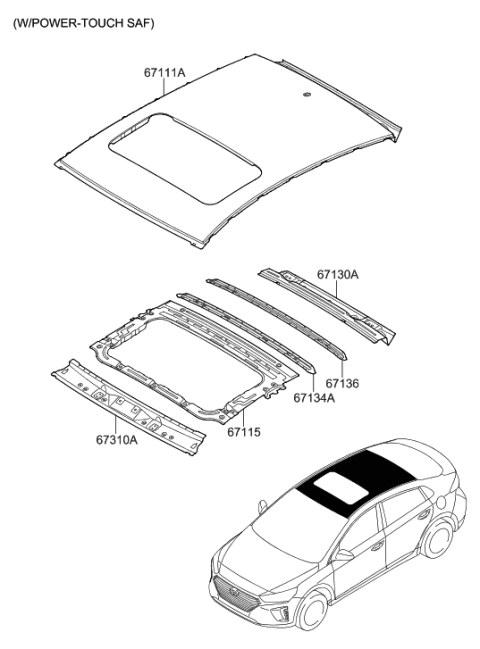2020 Hyundai Ioniq Hybrid Roof Panel Diagram 2