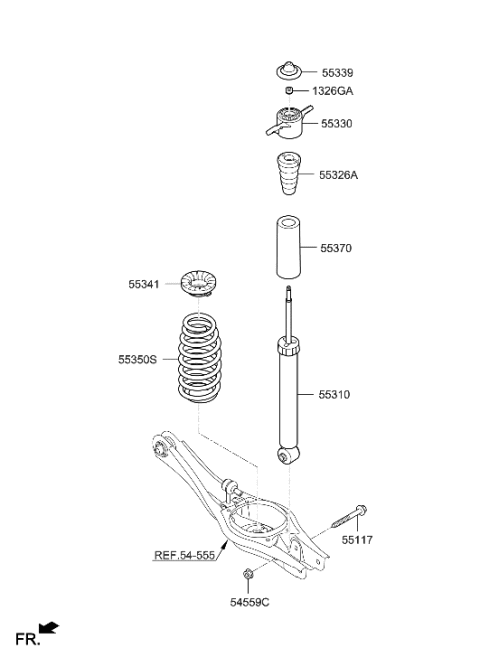 2020 Hyundai Ioniq Rear Shock Absorber Assembly Diagram for 55310-G2900