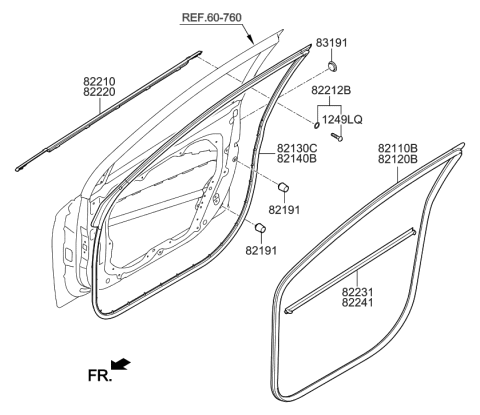 2021 Hyundai Ioniq Hybrid Front Door Moulding Diagram