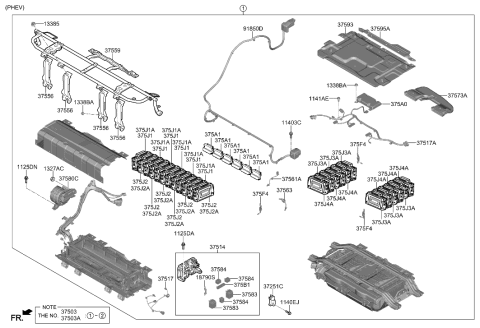 2022 Hyundai Ioniq Battery System Assembly-Main Diagram for 37503-G2AS2