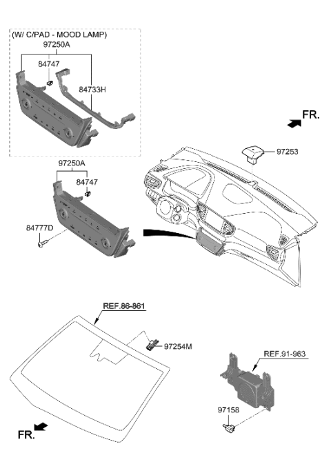 2021 Hyundai Ioniq Heater Control Assembly Diagram for 97250-G2AM0-RET