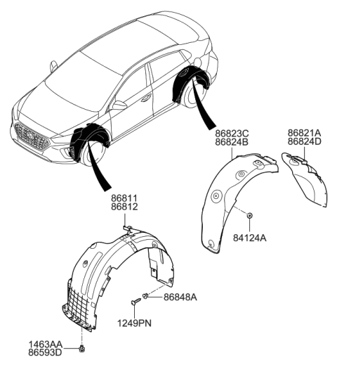 2022 Hyundai Ioniq Wheel Gaurd Diagram