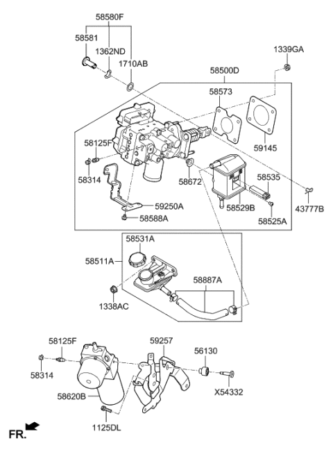 2020 Hyundai Ioniq Brake Master Cylinder & Booster Diagram 1