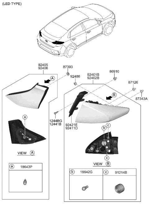 2021 Hyundai Ioniq Hybrid Rear Combination Lamp Diagram 2