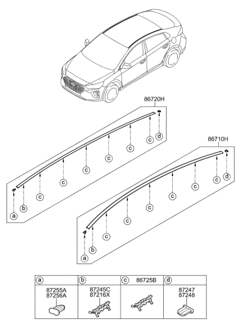 2022 Hyundai Ioniq Roof Garnish & Rear Spoiler Diagram 1
