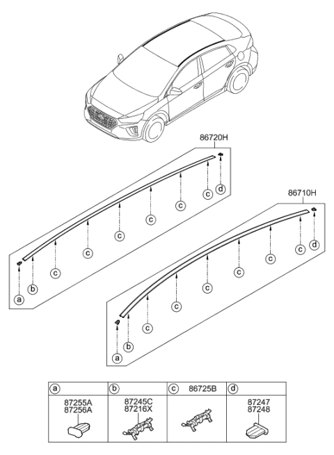 2021 Hyundai Ioniq Hybrid Roof Garnish & Rear Spoiler Diagram 1